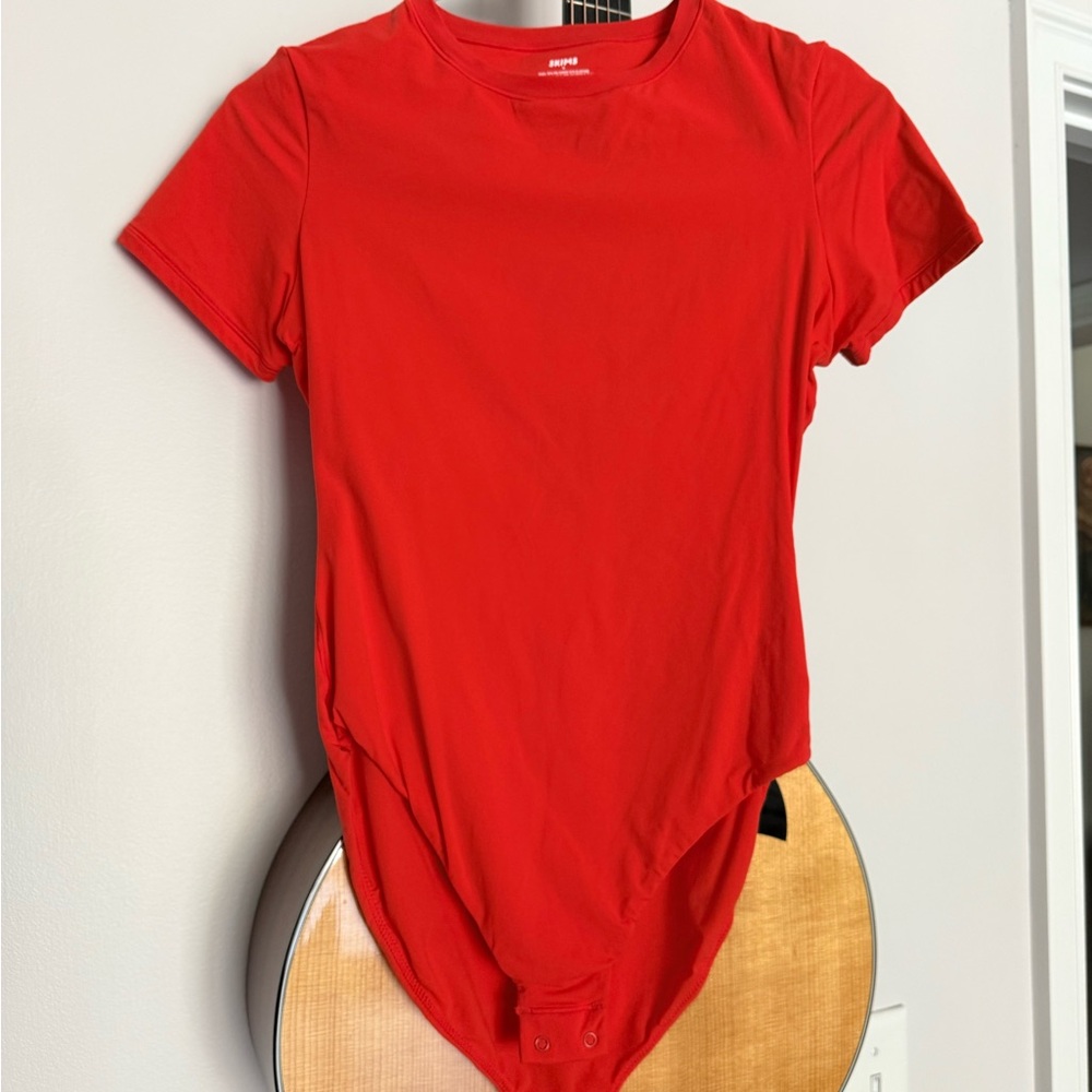 SKIMS Bright Red Short Sleeve Bodysuit